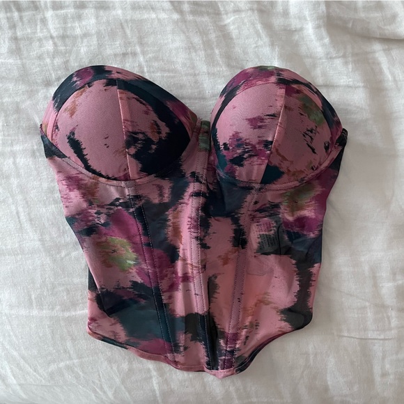 FLORAL PRINT CORSET STRAPLESS TOP - Picture 4 of 4